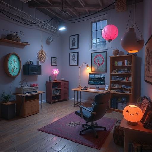 A conceptual art project utilizing unique lighting and props in Studio Mu, creating an otherworldly atmosphere.
