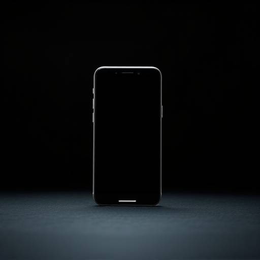 A dynamic product shot of a sleek new smartphone, with sharp lighting and reflections, set against a dark, polished background.