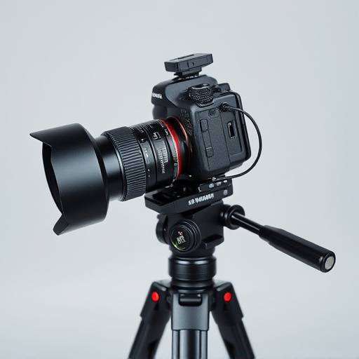 Professional camera and tripod setup in a studio